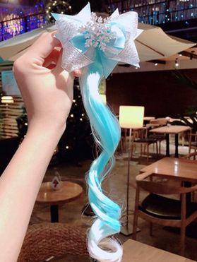 Snowflake Bowknot Hair Clip With Ombre Wavy Wig