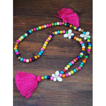 

Bohemian Colorful Beaded Tassel Necklace, Red