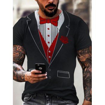 Buy Faux Tuxedo Print Short Sleeve T-shirt. Picture