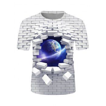 

Brick Wall Galaxy 3D Print Short Sleeve T-shirt, Multicolor