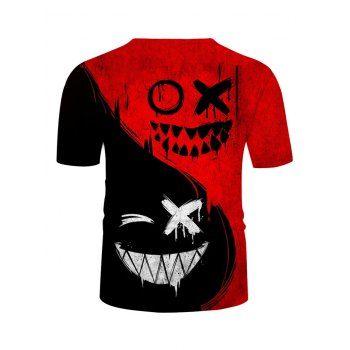 Buy Perforated Devil Smiling Face Print T-shirt. Picture