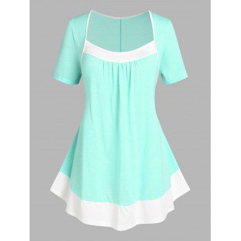 

Plus Size Colorblock Swing Tee, Light blue