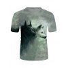 T-shirt à Manches Courtes à Imprimé Loup 3D - multicolor 3XL