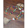 Bohemian Colorful Beaded Tassel Necklace - RED 