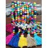 Bohemian Colorful Beaded Tassel Necklace - RED 