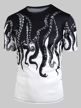 Short Sleeve Octopus Printed T-shirt