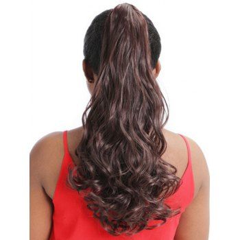 

Synthetic Long Wavy Ponytail Wig With Claw, Deep coffee