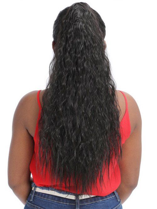 Synthetic Hair Long Corn Curly Ponytail Wig With Claw - BLACK 