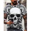 Skull Print Short Sleeve T-shirt - multicolor 3XL