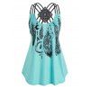 Débardeur à Bretelle à Imprimé Plume de Grande Taille - multicolor 2X