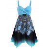 Plus Size Dress Bohemian Dress Flower Print Twisted Ombre Handkerchief Midi Dress - LIGHT BLUE 1X