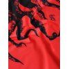 Short Sleeve Octopus Printed T-shirt - RED 3XL