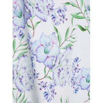 Cold Shoulder Flower Print Knotted Cutout Dress