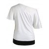 Ensemble de T-shirt à Imprimé Plume de Grande Taille à Col Oblique et de Débardeur Deux Pièces - Blanc 4X