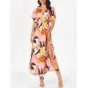 Floral Print Batwing Sleeve Slit Maxi Dress - multicolor S