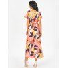 Floral Print Batwing Sleeve Slit Maxi Beach Dress - multicolor L