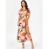 Floral Print Batwing Sleeve Slit Maxi Dress - multicolor XXL
