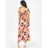 Floral Print Batwing Sleeve Slit Maxi Dress - multicolor XXL