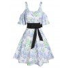 Robe Découpée Nouée à Imprimé Fleur à Epaule Dénudée - Blanc XL