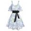 Robe Découpée Nouée à Imprimé Fleur à Epaule Dénudée - Blanc XL
