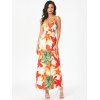 Floral Print Sundress Criss Cross Maxi Surplice Dress - multicolor XXL