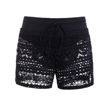 

Hollow Out Openwork Mesh Overlay Boyshorts, Black