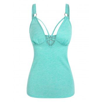 

O Ring Cut Out Heathered Tank Top, Light green