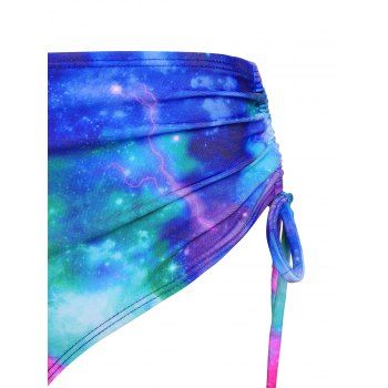 Kaufen Bohemian Flower Galaxy Vacay Swimwear Crisscross Flounce Cinched High Rise Tankini Swimsuit. Bild