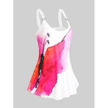 

Plus Size & Curve Butterfly Print Flowy Tank Top, White