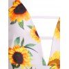 Plus Size & Curve Dress Sunflower Dress Ladder Cut Plunge Front Skater A Line Dress - YELLOW L