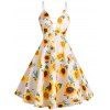 Plus Size & Curve Dress Sunflower Dress Ladder Cut Plunge Front Skater A Line Dress - YELLOW 4XL