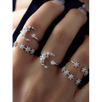 5 Pcs Bohemian Star Rhinestone Ring Set