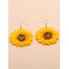 Boucles D'Oreilles Pendantes Motif Tournesol - Jaune 