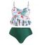 Plus Size Tropical Print Crossover Flounce Tankini Swimsuit - multicolor 1XL