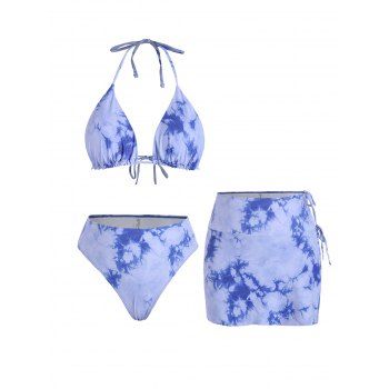 

Plus Size Tie Dye Padded Three Piece Bikini Swimsuit, Multicolor