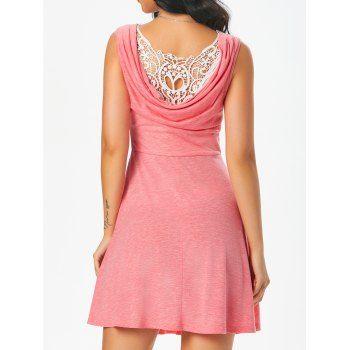 

Cowl Back Lace Panel Mini Dress, Light pink