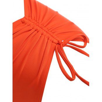 Criss Cross Floral Plaid Cinched Tie Tankini Swimwear