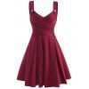 Plus Size & Curve Dress Mock Button Crossover High Waisted Dress A Line Midi Dress - RED L