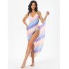 Ombre Striped Multiway Wrap Cover-up Dress - multicolor L