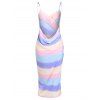 Ombre Striped Multiway Wrap Cover-up Dress - multicolor L