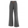 Pantalon Évasé à Taille Haute à Bague Métallique - Gris Foncé XL