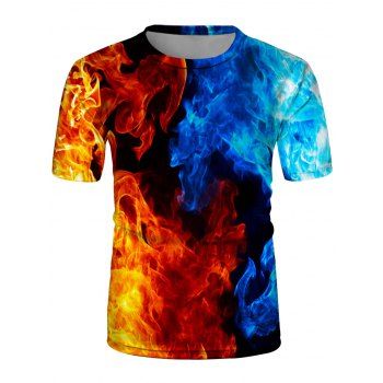 Fire Flame Two Tone Print T-shirt, Multicolor