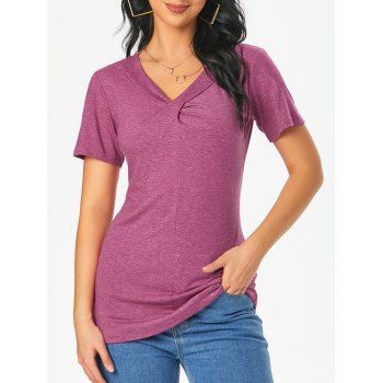 

Twisted V Neck Space Dye Tee, Red