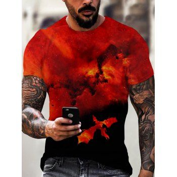 

Flame Phoenix Print Short Sleeve T-shirt, Multicolor