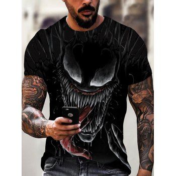 

Short Sleeve Devil Tongue Print T-shirt, Multicolor