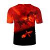 T-shirt à Imprimé Flamme Phénix à Manches Courtes - multicolor 2XL