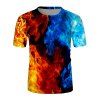 T-shirt Bicolore à Imprimé Flamme - multicolor 3XL
