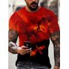 T-shirt à Imprimé Flamme Phénix à Manches Courtes - multicolor 2XL