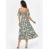 Floral Print Ruffle Off Shoulder High Slit Dress - multicolor XL