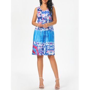 

Tie Dye Knee Length Tank Dress, Multicolor